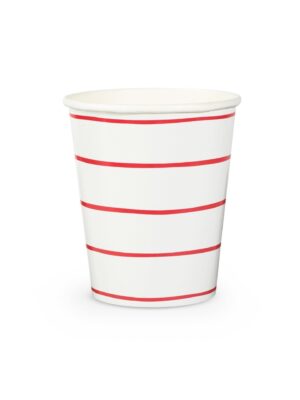 Frenchie Striped Cups - Candy Apple Red