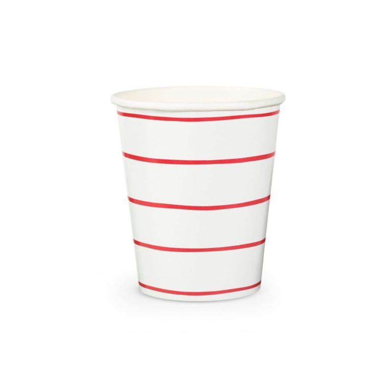 Frenchie Striped Cups - Candy Apple Red