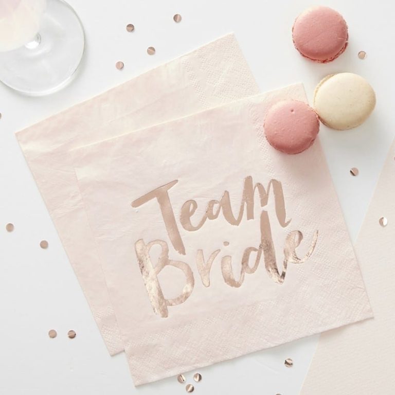 Blush Pink & Rose Gold Team Bride Hen Party Napkins