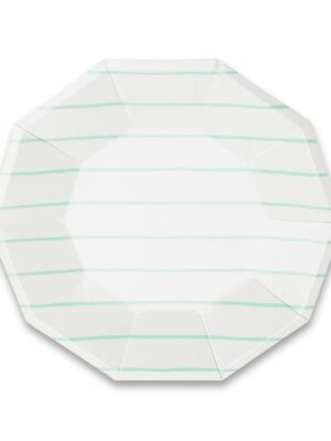Frenchie Striped Large Plates - Mint