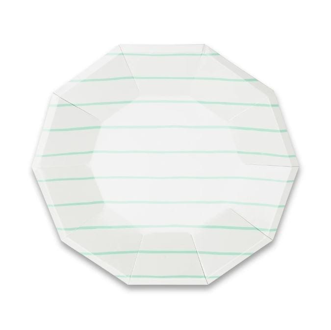 Frenchie Striped Large Plates - Mint