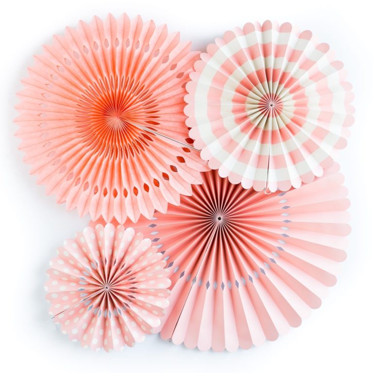 Coral Paper Fan Basics - Set of 4