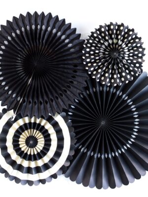 Black Paper Fan Basics - Set of 4