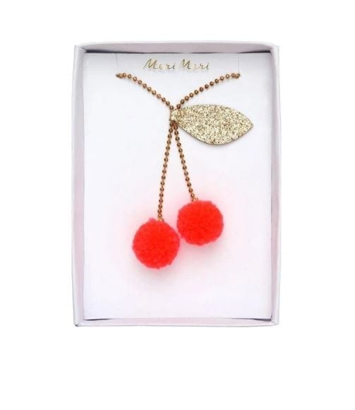 Cherry Pom Pom Necklace