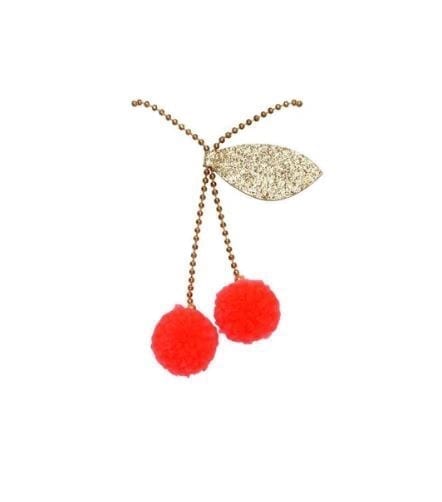 Cherry Pom Pom Necklace