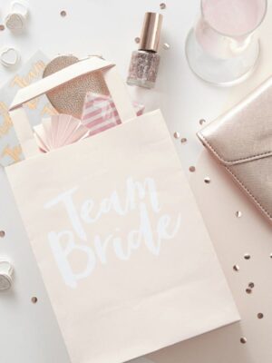Blush Pink & White Team Bride Party Bags With Handles