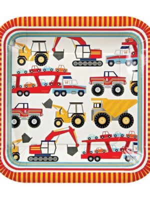 Construction Big Rig Square Plates