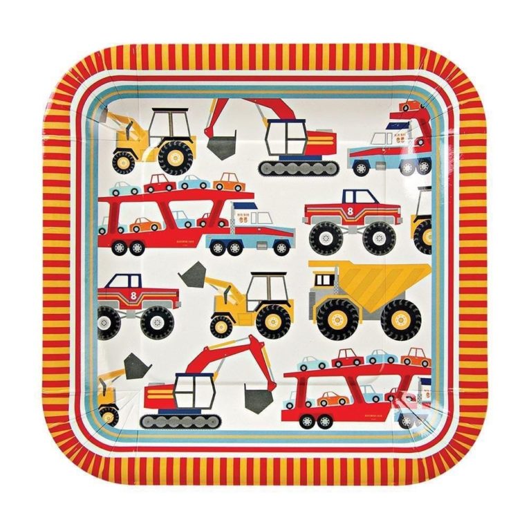 Construction Big Rig Square Plates