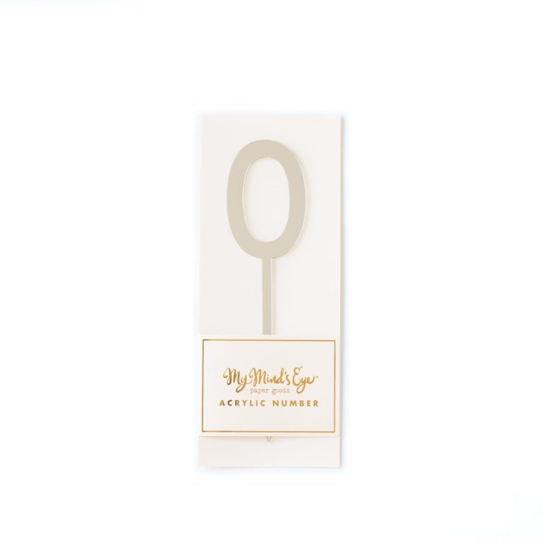 Silver Acrylic Cake Topper - Number 0