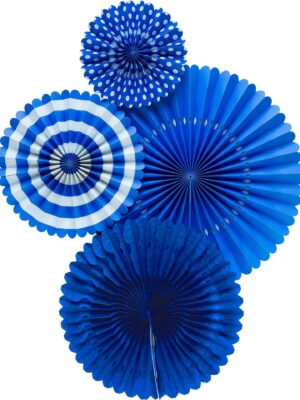 Blue Paper Fan Basics - Set of 4