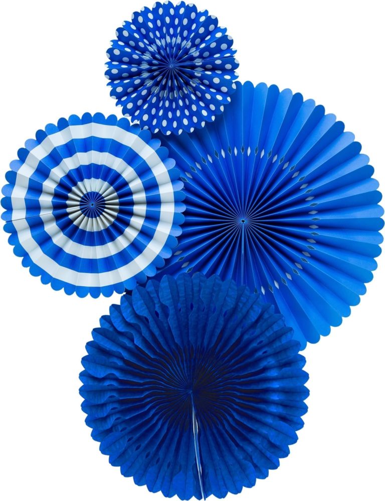 Blue Paper Fan Basics - Set of 4