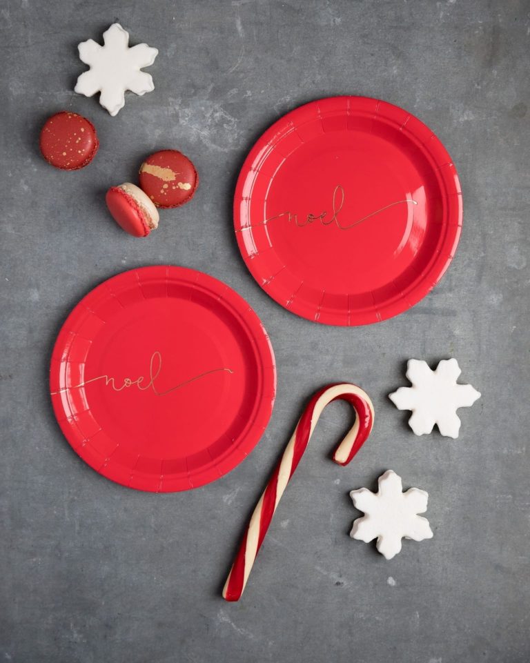 Red Noel Cursive Script Small Plates