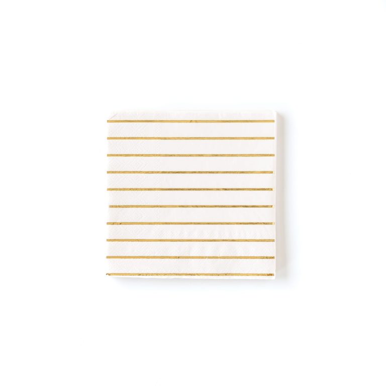 Cream Striped Cocktail Napkins