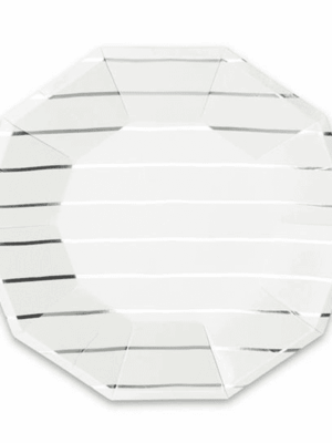Frenchie Striped Large Plates - Silver