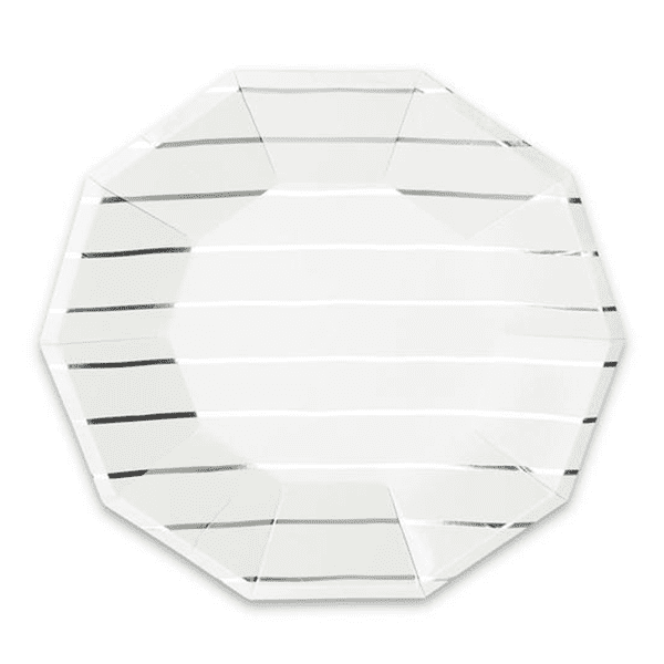 Frenchie Striped Large Plates - Silver