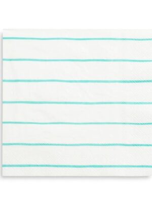 Frenchie Striped Large Napkins - Aqua