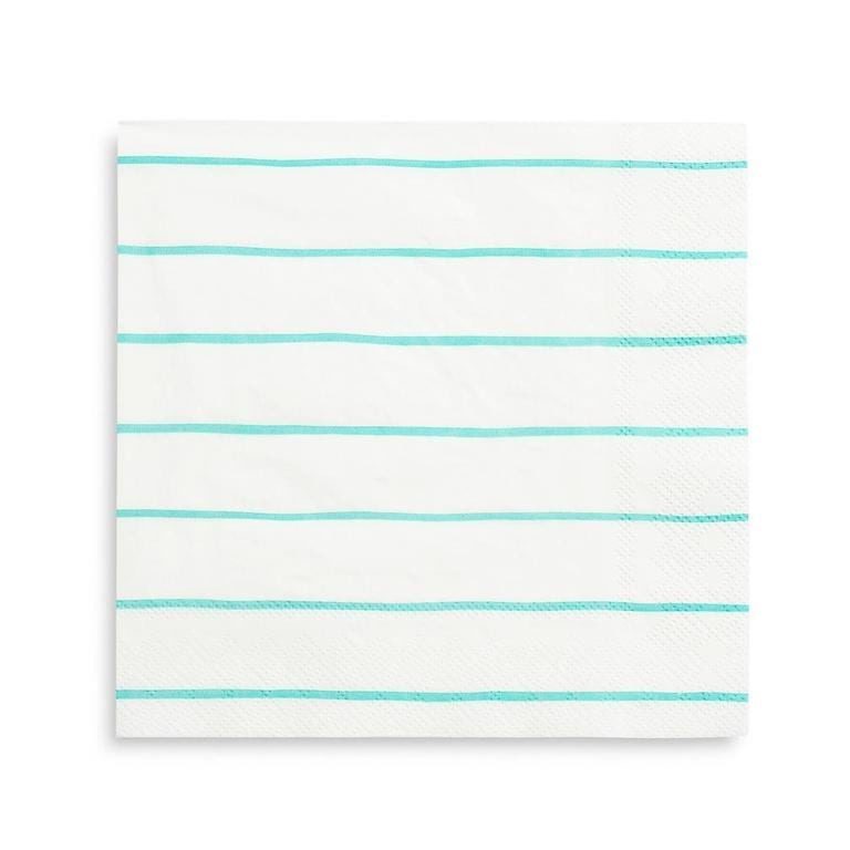 Frenchie Striped Large Napkins - Aqua
