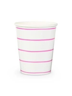 Frenchie Striped Cups - Candy Pink
