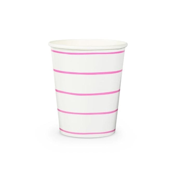 Frenchie Striped Cups - Candy Pink