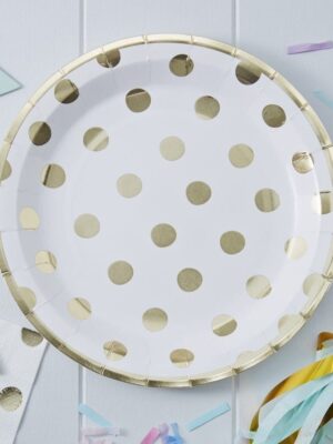 Gold Foiled Polka Dot Paper Plates