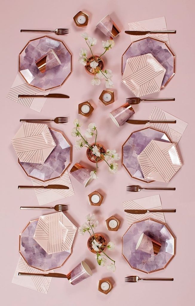 Amethyst - Pale Pink Striped Small Paper Plates