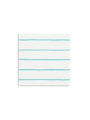 Frenchie Striped Small Napkins - Aqua
