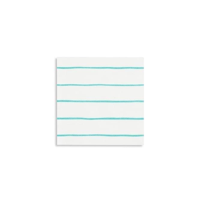 Frenchie Striped Small Napkins - Aqua