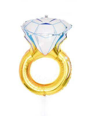 Diamond Engagement Ring Mylar Balloon - Gold