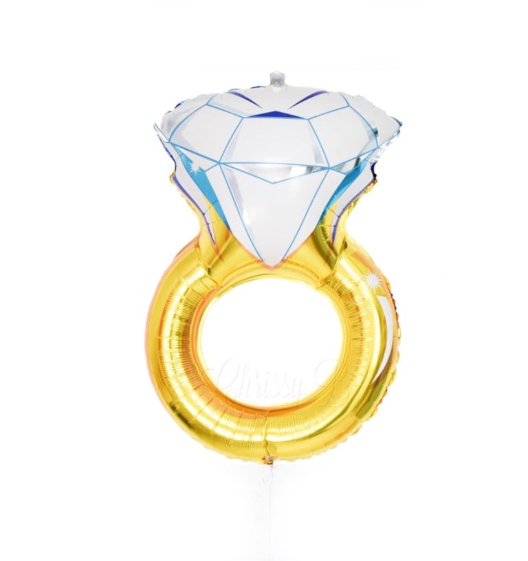 Diamond Engagement Ring Mylar Balloon - Gold