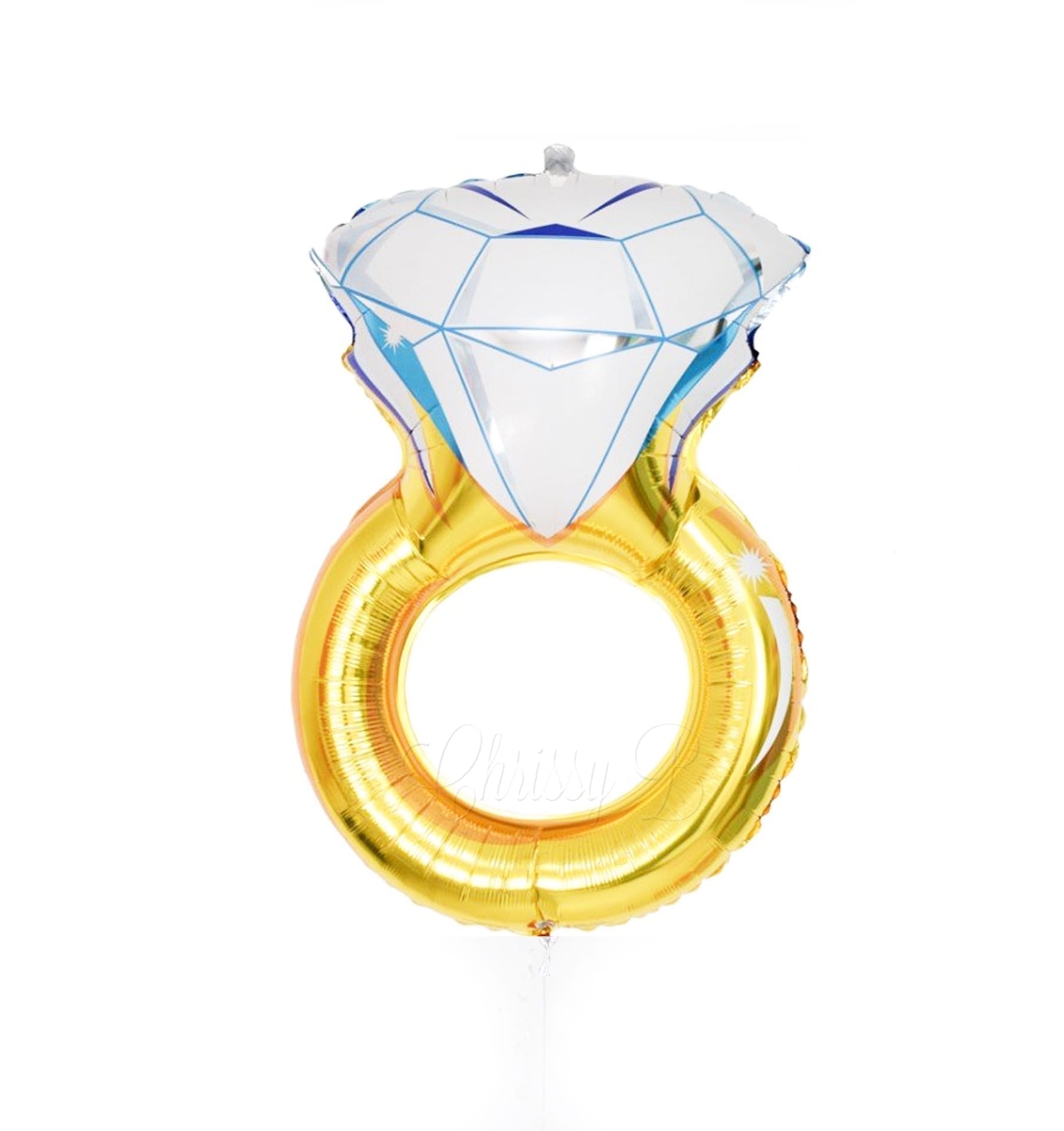Diamond Engagement Ring Mylar Balloon - Gold