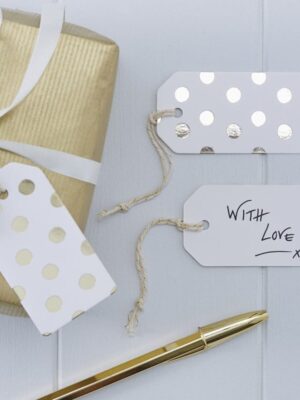 Gold Foiled Polka Dot Luggage Tags