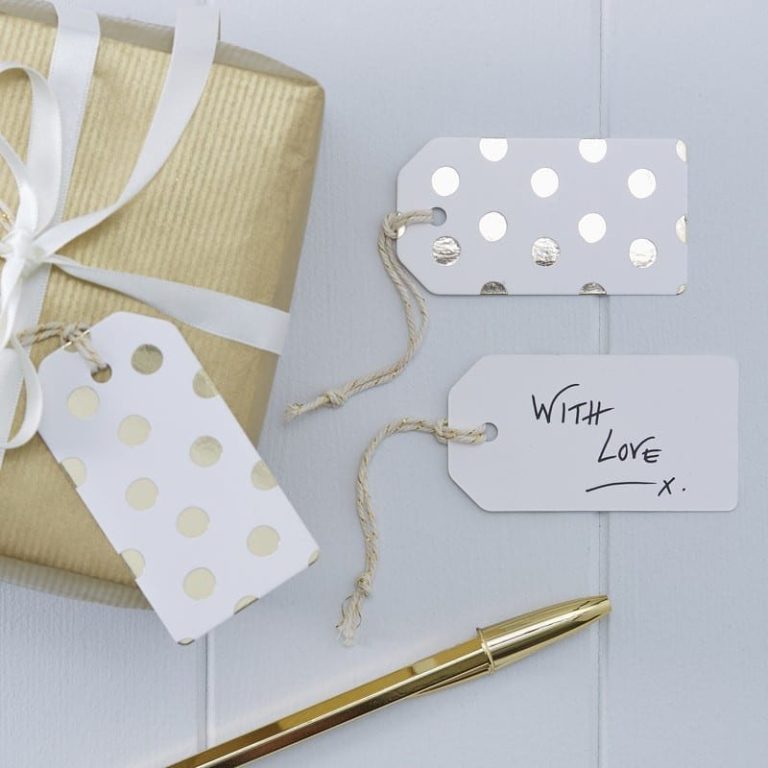 Gold Foiled Polka Dot Luggage Tags