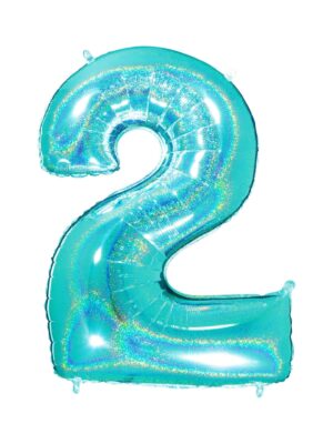 Giant Holographic Tiffany Blue Number Balloon - 40 Inches