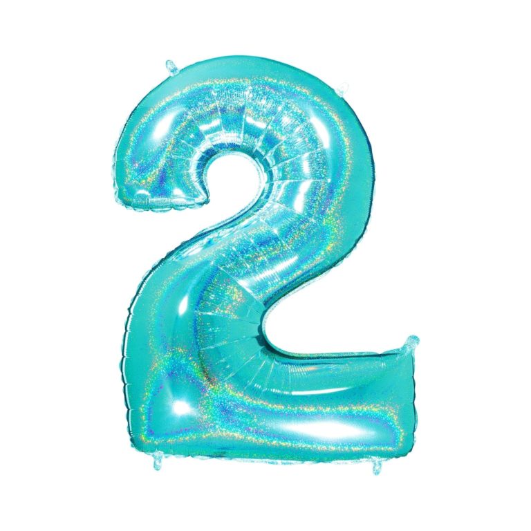 Giant Holographic Tiffany Blue Number Balloon - 40 Inches