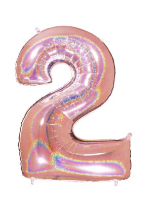 Giant Holographic Rose Gold Number Balloon - 40 Inches