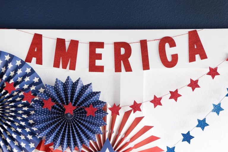 AMERICA Red Glitter Banner