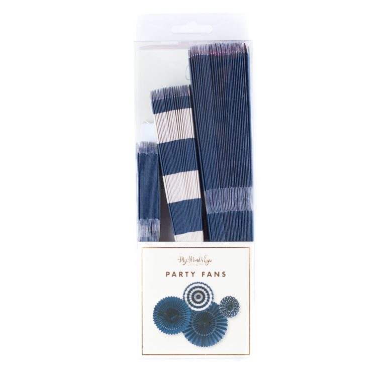 Navy Paper Fan Basics - Set of 4