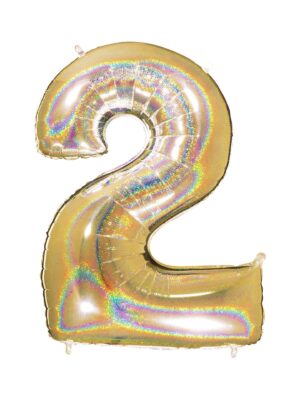 Giant Holographic Gold Number Balloon - 40 Inches