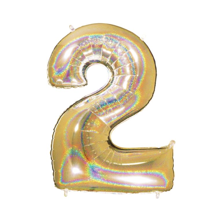 Giant Holographic Gold Number Balloon - 40 Inches
