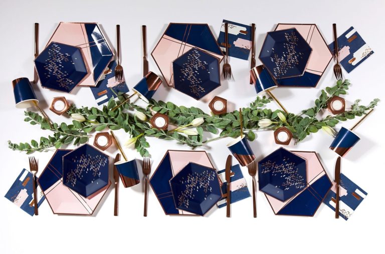 Erika - Navy Abstract Cocktail Paper Napkins