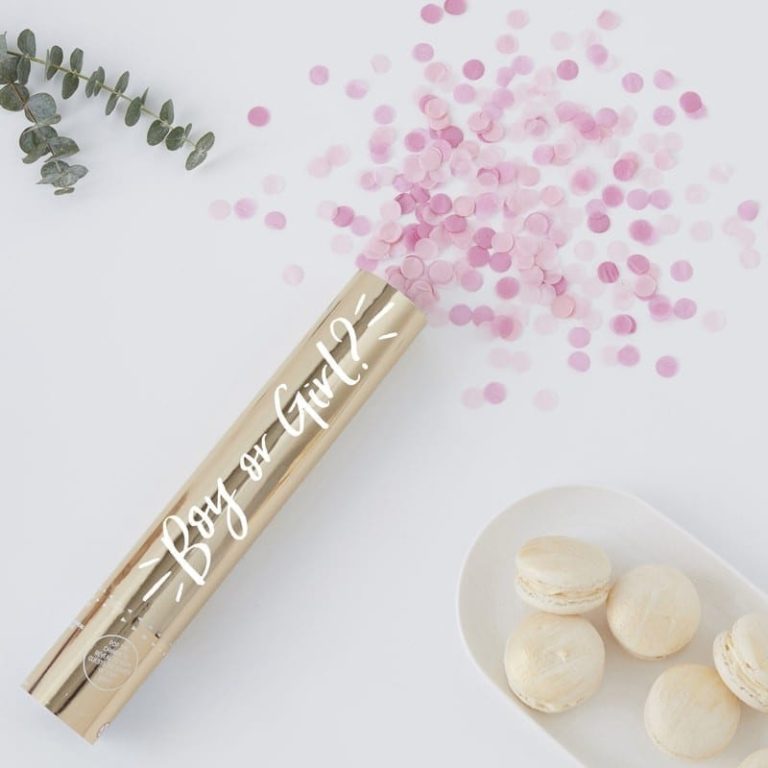 Gender Reveal Gold Foiled Compressed Air Cannon Shooter - Pink Confetti