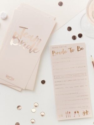 Blush Pink And Rose Gold Advice For The Bride To Be Cards
