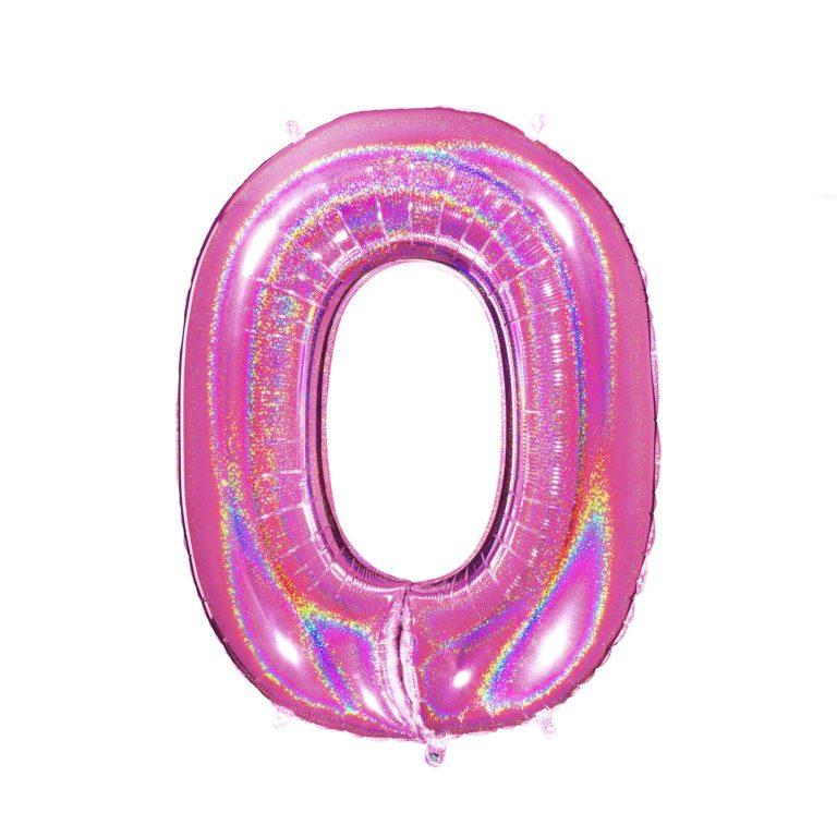 Giant Holographic Hot Pink Number Balloon - 40 Inches