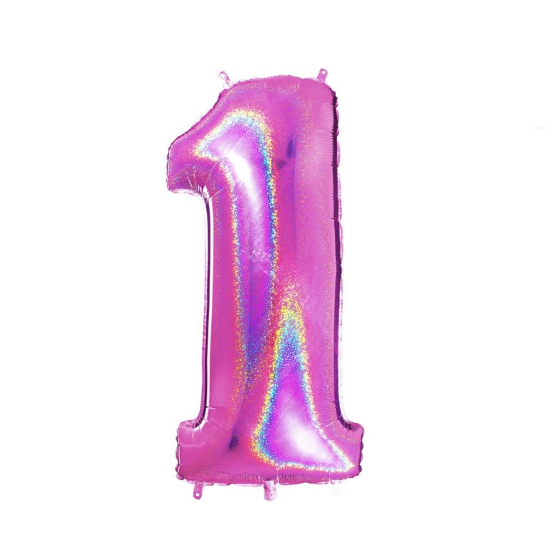 Giant Holographic Hot Pink Number Balloon - 40 Inches