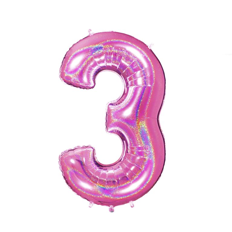 Giant Holographic Hot Pink Number Balloon - 40 Inches
