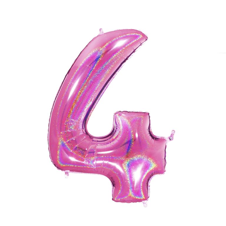 Giant Holographic Hot Pink Number Balloon - 40 Inches
