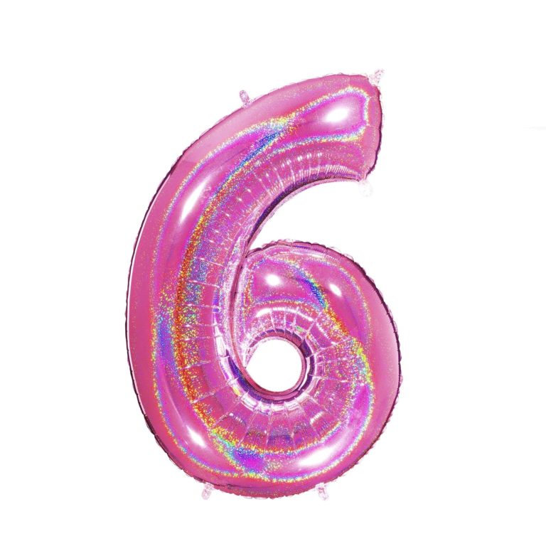 Giant Holographic Hot Pink Number Balloon - 40 Inches