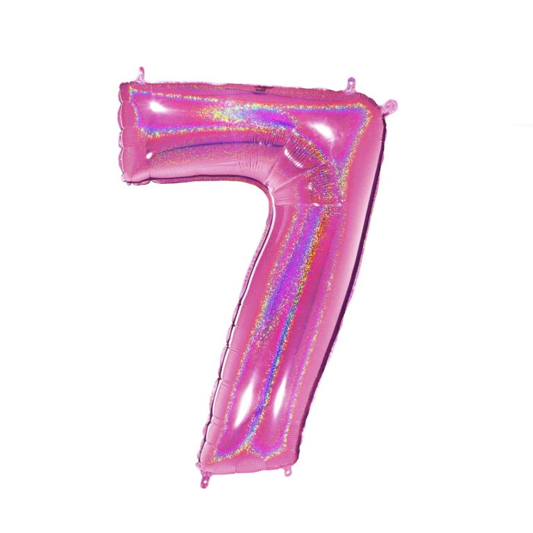 Giant Holographic Hot Pink Number Balloon - 40 Inches