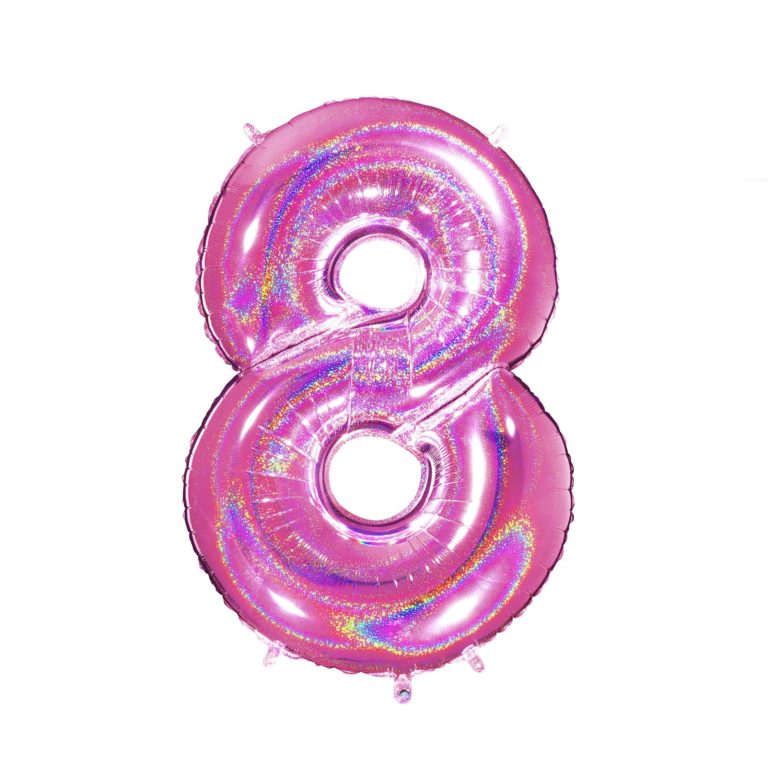 Giant Holographic Hot Pink Number Balloon - 40 Inches