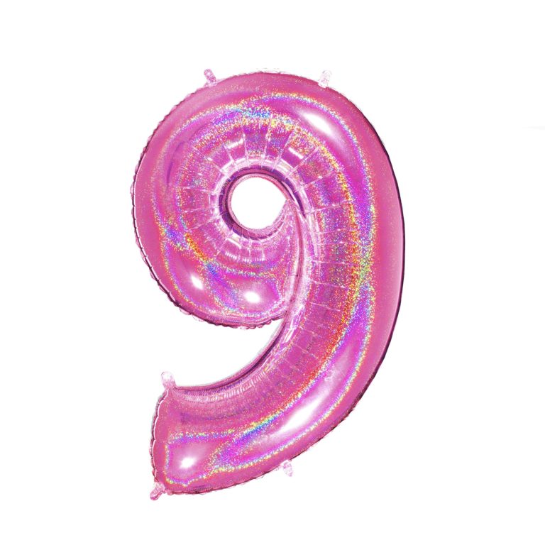 Giant Holographic Hot Pink Number Balloon - 40 Inches